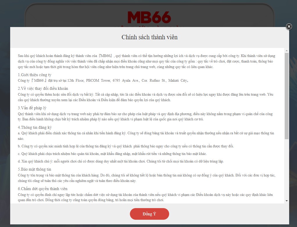 Đăng Ký MB66 - Cơ Hội Trải Nghiệm Trò Chơi Uy Tín Và Chất Lượng 9 Đọc kỹ chính sách thành viên sau đó nhấn vào mục đồng ý và hoàn tất bằng cách nhấn nút Đăng ký ngay